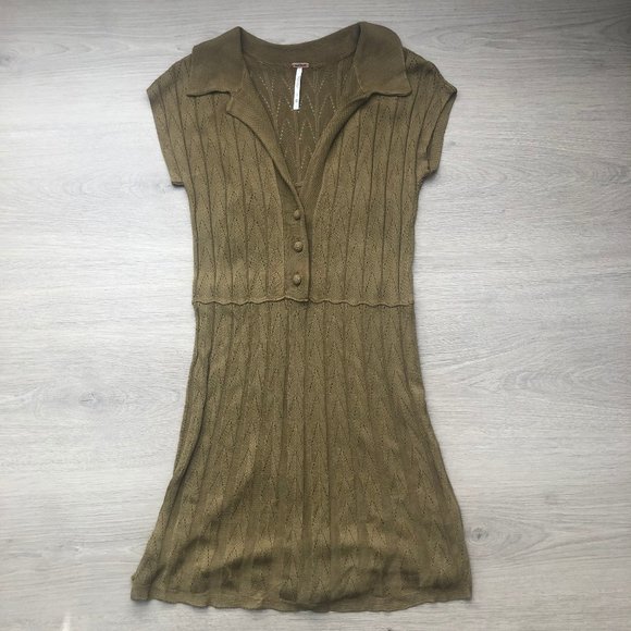 Free People Dresses & Skirts - Free People | Pretty In Pink Knit Mini Dress Moss